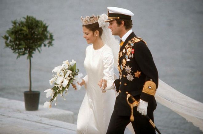 Silvia Sommerlath was working as an interpreter and host at the 1972 Olympics, where she met Carl XVI. In interviews, the two claimed they just "clicked," and were married in June 1976.

 Photo: Getty
