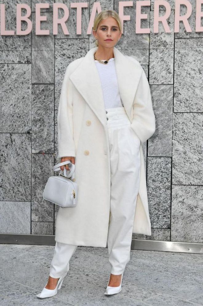 Caroline Daur wore an all-white outfit.

Photo: Getty