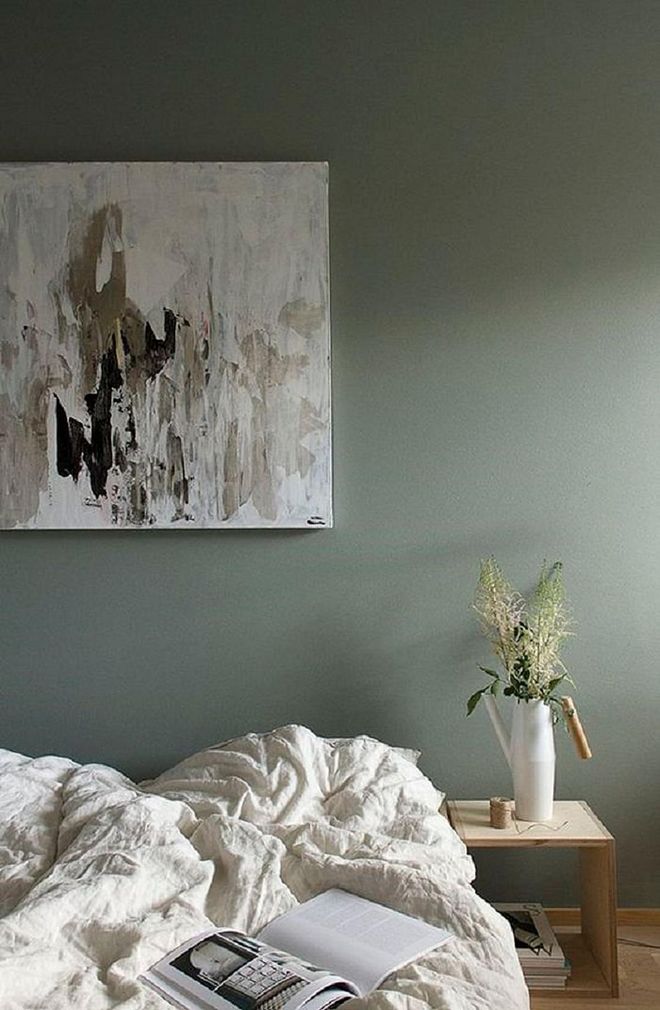 This grey-green shade is soothing yet warmer than a white or greige wall. Photo: Pinterest 