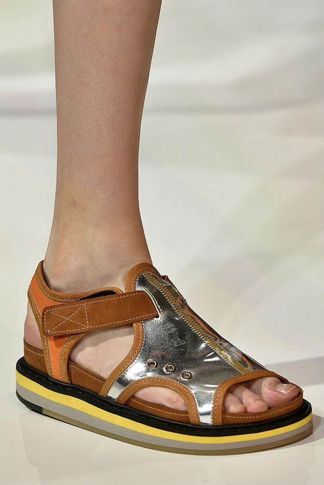 Seen in: Paris Fashion Week SS17 // John Galliano's flair for colour combined with Margiela's thoughtful sensibility is seen in this decadent thick-soled sandal by the Maison (Photo: Getty)