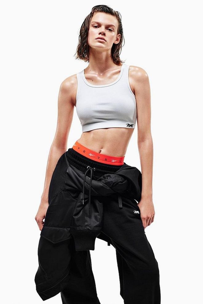 Ribbed crop top, £44.95; joggers, £219.95; trainers, £229.95. Photo: Courtesy 