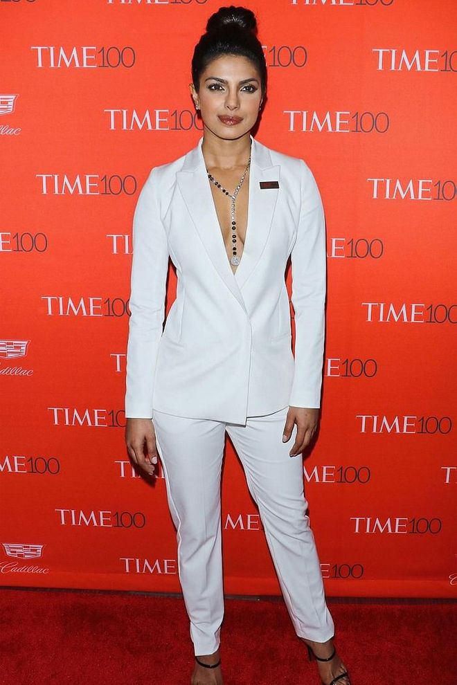 When: April 2016
Where: Time 100 Gala
Wearing:  Suit by ST. studio and a Lorraine Schwartz necklace