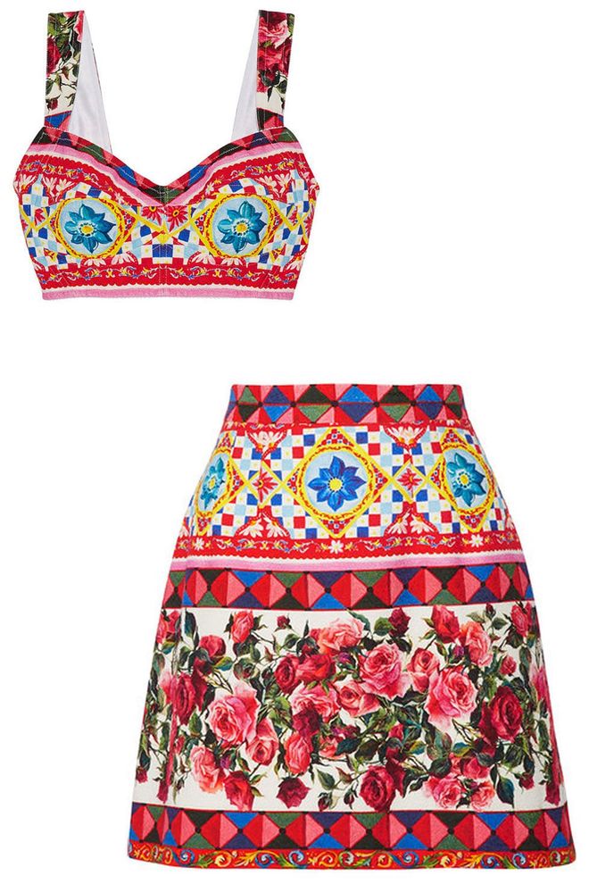 Dolce & Gabbana crop top, $775, and skirt, $875, net-a-porter.com