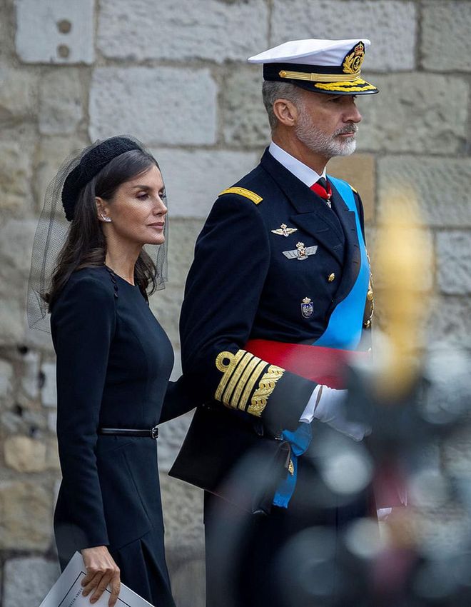 Queen Letizia Of Spain Was Elegant In Black At Queen Elizabeth’s Funeral