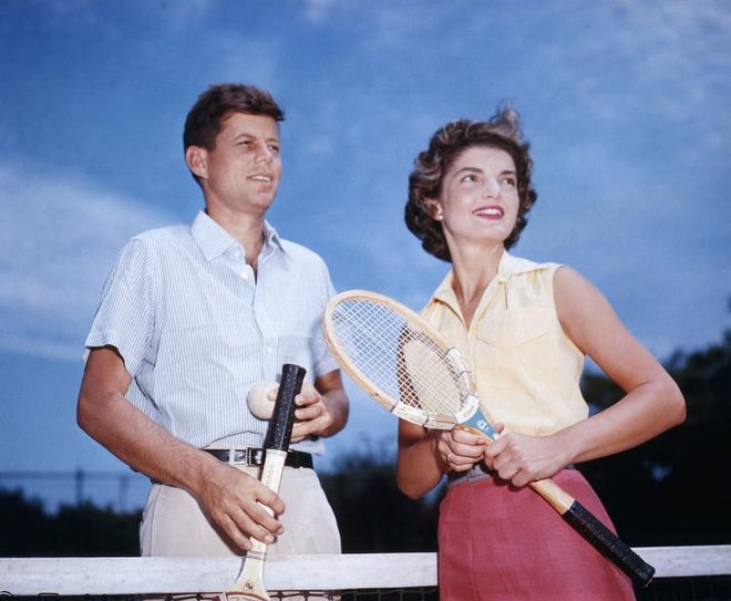America's golden couple played a match while engaged in 1953
Photo: Getty