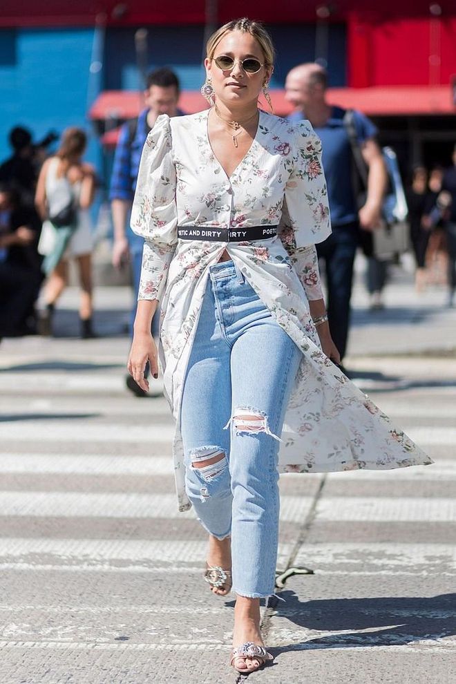 If you have a button-up summer frock, don't fasten it all the way up. Leave a few buttons undone from the waist down to create a fabulously floaty look that is actually extremely flattering on the hips. Photo: Getty 