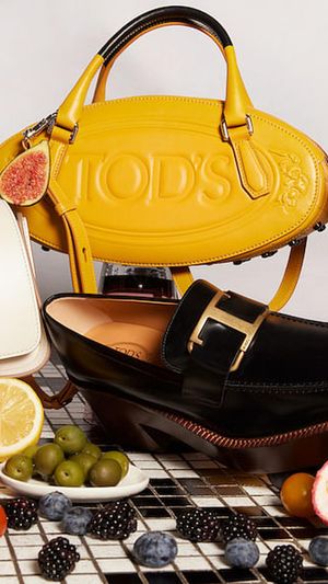 From left: Tod’s T Timeless Handle Bag, Tod’s Bow Bag , Tod’s T Timeless Loafer, Tod’s Sandals. (Photo: Natsuko Teruya)

