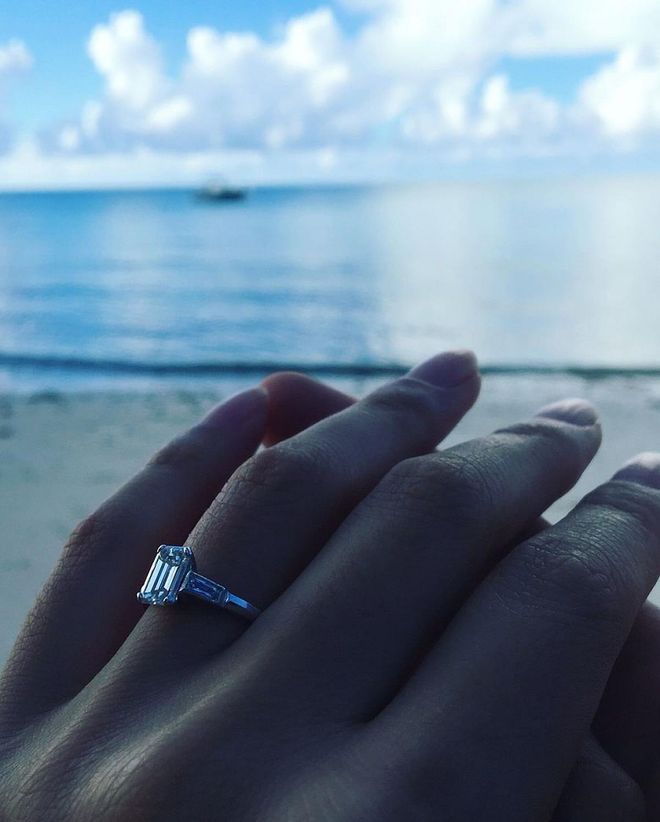 She got engaged to photograper Jack Waterlot who  proposed at a beautiful resort in Mexico. Photo: Instagram