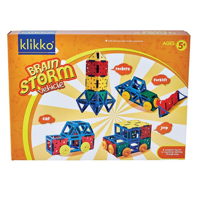 Tiny engineers can build rockets, ships or trucks with these geometric shapes that can be clipped together. They can follow the guide or, as they gain more confidence, create their own vehicles.