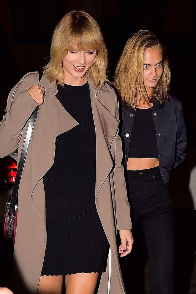 The "I Knew You Were Trouble" songstress dated One Direction's Harry Styles briefly in 2012 and 2013. The English model was rumored to be linked to Styles as well, later in 2013. Regardless, Swift and Delevingne seem completely unbothered by having dated the same guy—in the years since, they've hung out constantly and showered each other with love on social media.
