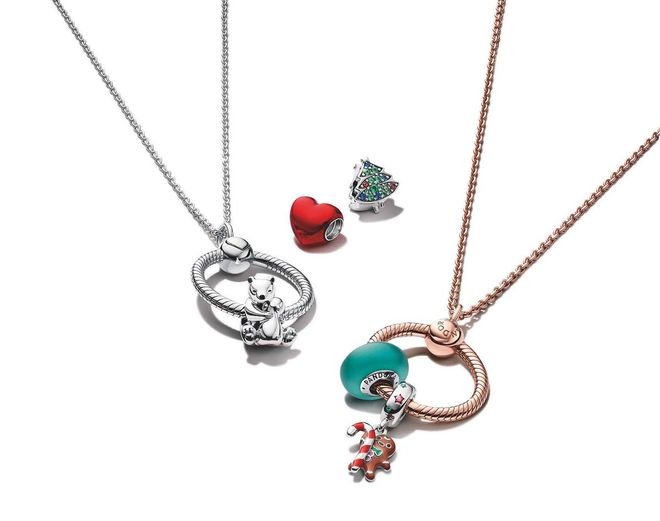 From top: Christmas charms, from $69; necklace chains,
from $69; Moments O pendants, from $69 (Photo: PANDORA)