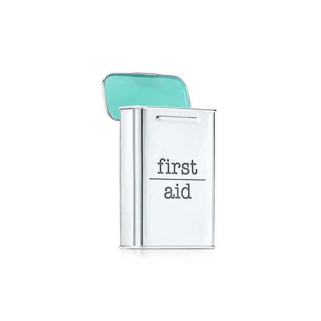 Everyday Objects first aid box in sterling silver with Tiffany Blue® enamel accent
