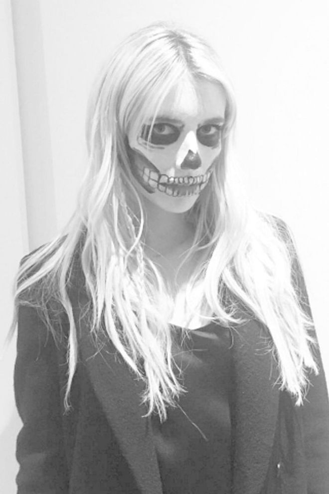 The actress dressed as a skull.