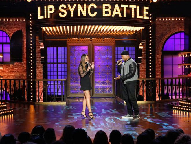 STUDIO CITY, CA - SEPTEMBER 11:  Colorful commentator Chrissy Teigen (L) and Host LL Cool J perform onstage during Spike TV's Lip Sync Battle: All Stars Live on September 11, 2016 in Studio City, California. (photo by Trae Patton / Spike TV)  (Photo by Handout/Getty Images for Spike TV)