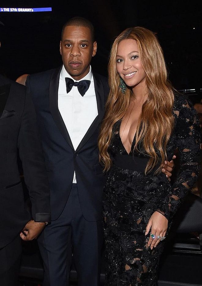 Beyoncé wore a plunging, beaded Proenza Schouler gown to the 57th Annual Grammys. 