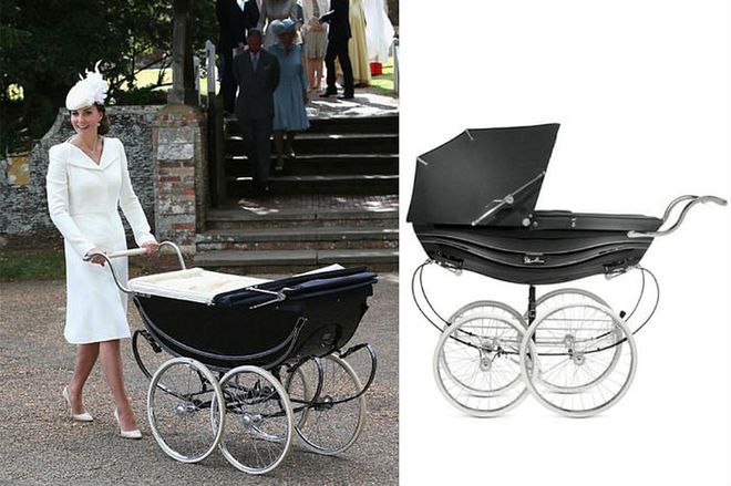 Seen here carting Princess Charlotte to her christening, the Silver Cross pram has been named "the Rolls Royce" in prams, and includes chrome detailing.
Photo: Getty