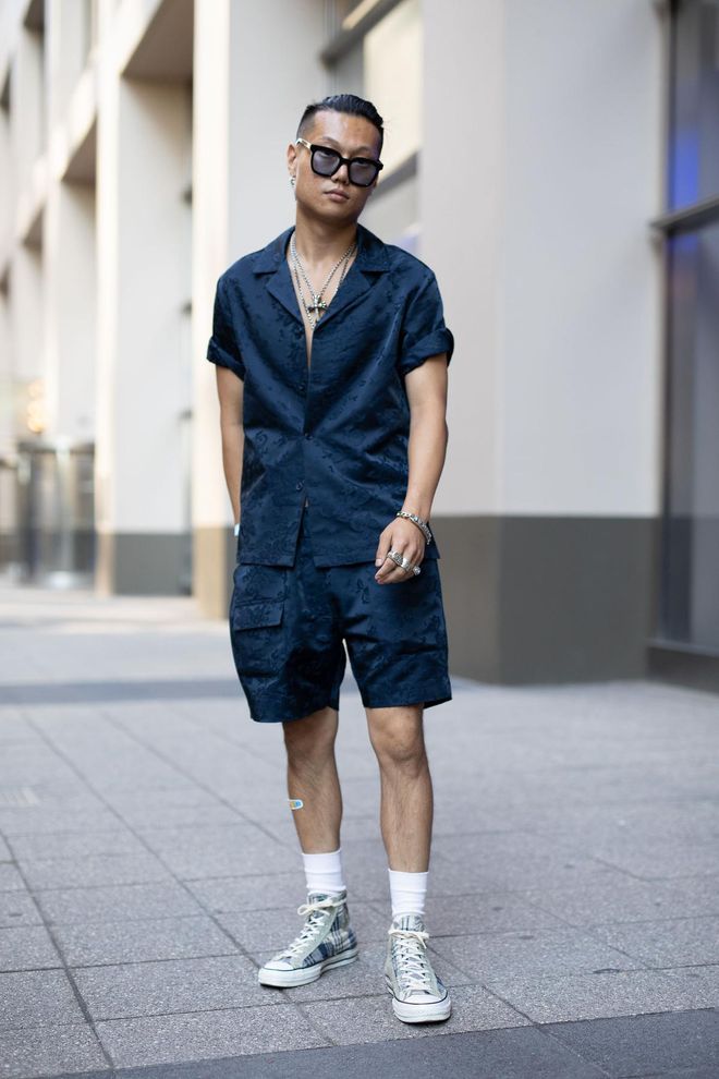 NEW YORK, NY - JULY 09:  Paul Shin is seen on the street attending Men's New York Fashion Week wearing Private Neighbors on July 9, 2018 in New York City.  (Photo by Matthew Sperzel/Getty Images)