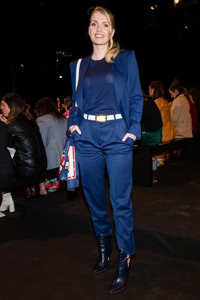 Kitty Spencer was seen on the front row in an all-blue look.

Photo: David M. Benett / Getty