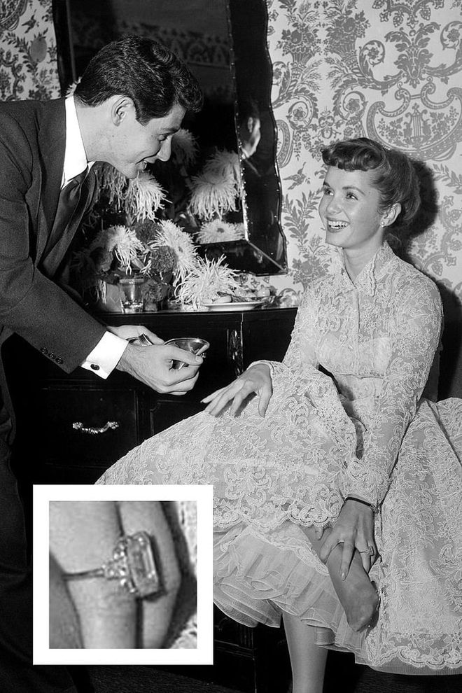 Eddie Fisher proposed with a square-cut diamond.

Photo: Getty 