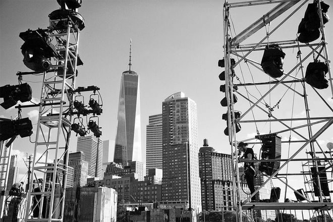 New York’s skyline, pictured from the show venue