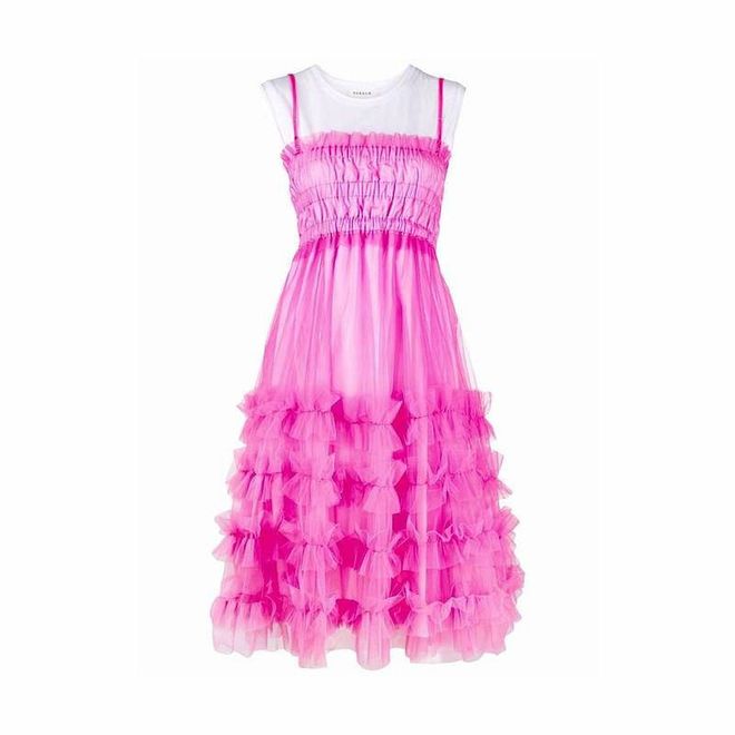 Ruched Tulle Dress, $615, P.A.R.O.S.H. at Farfetch
