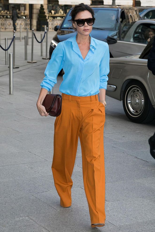 Although wearing a pair of cropped trousers will have a lengthening effect, if you wear a pair of high-waisted, wide-leg trousers, make sure they fall all the way to the floor. This will make it seem like your legs go on for much longer than they actually do (plus, this can disguise the five-inch heels you are wearing underneath).
Photo: Getty