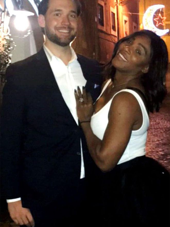 Serena Williams has been fairly private about her relationship with Alexis Ohanian, but after teasing her fans on Instagram, she finally revealed her massive engagement ring last night on Reddit, the site her fiancé co-founded. The rock seems to takes up a lot of space on her ring finger.