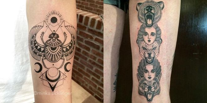Who: @minkasicklinger
Why: Sicklinger's eye for detail translates into bold, geometric tattoos depicting spiritual and natural motifs, animals and the human form.