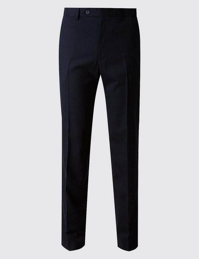 Flat Front Wool Blend Twill Trousers, $109.90