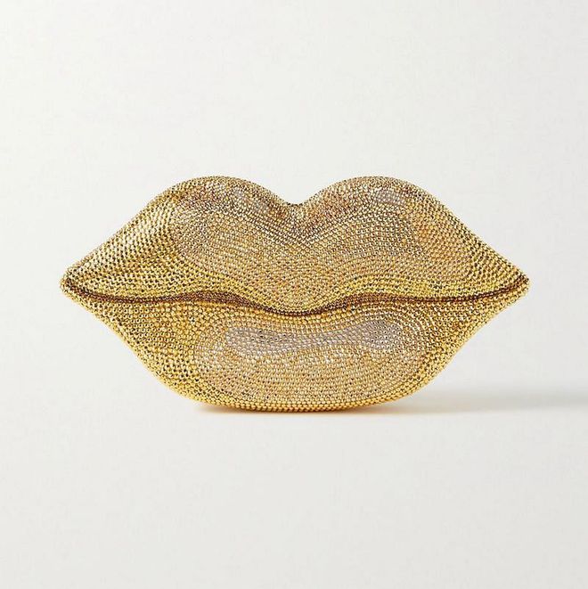 Gold Lips Crystal-Embellished Gold-Tone Clutch, $4,883, Judith Leiber Couture at Net-a-Porter
