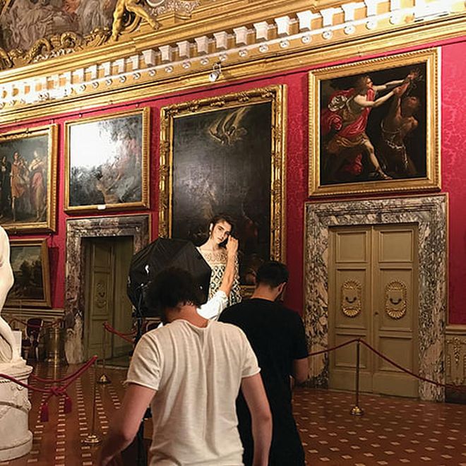 The thing with shooting inside Palazzo Pitti in Florence was that you couldn't really touch almost anything, which was a challenge.