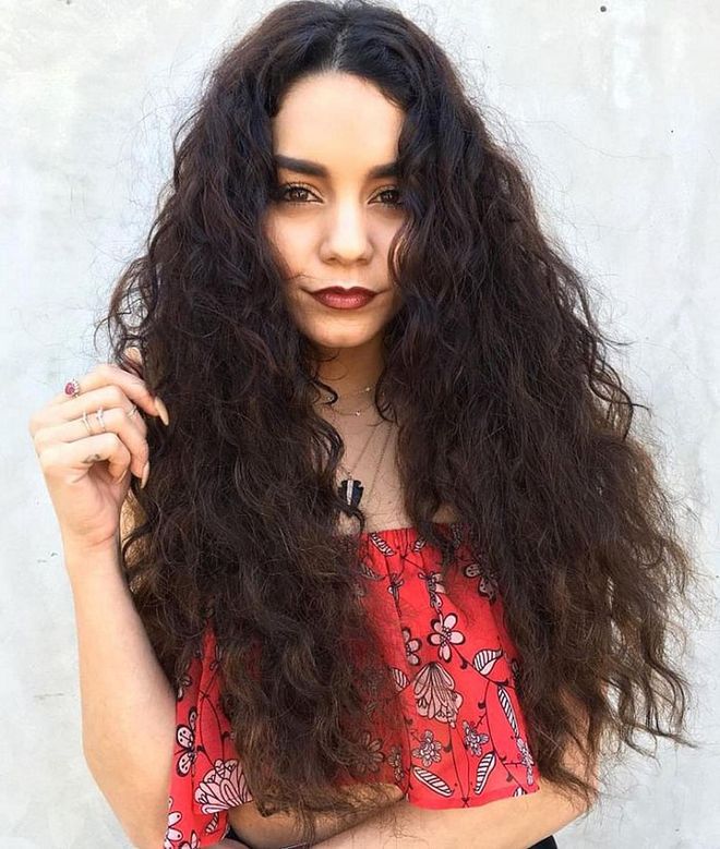 Hudgens and her stylist Nikki Lee are working with her curls, instead of against them, for a boho vibe in anticipation of Coachella. Photo: Instagram