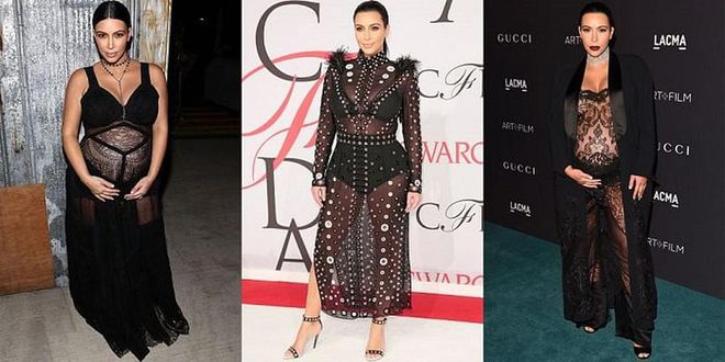 Kim Kardashian had nothing to hide during her second pregnancy, embracing many sheer outfits by Givenchy and Proenza Schouler to show off changing body. 