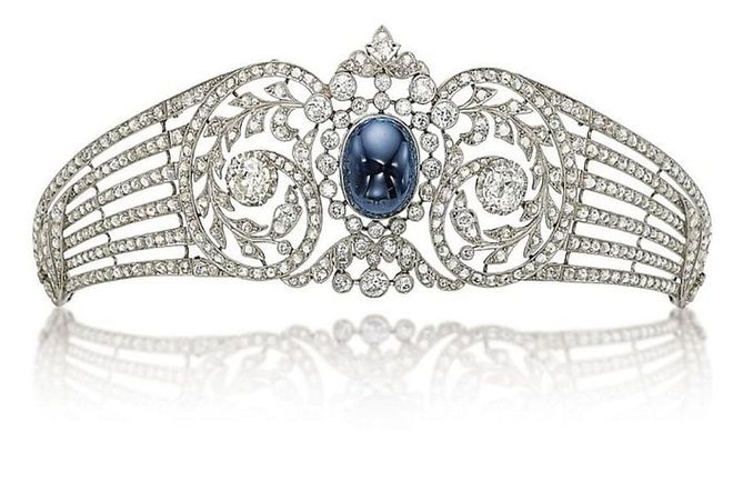 Set with a cabochon sapphire, this tiara was sold by Christie's in 2014 for nearly $50,000.