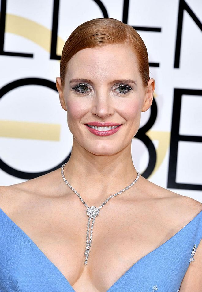 Silvery lids and thick, voluminous lashes make the "Miss Sloane" actress' eyes pop.

Photo: Getty Images