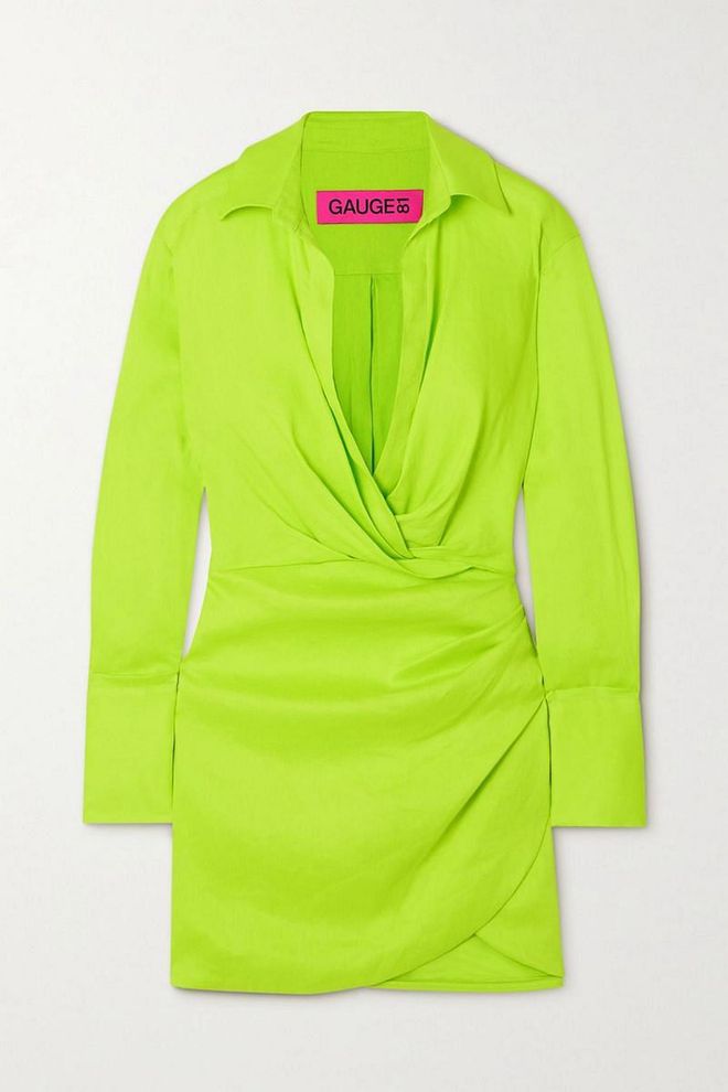 Naha Draped Linen-Blend Mini Shirt Dress, $631, Gauge81 at Net-a-Porter