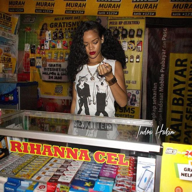 Rihanna stuck with the night shift again at the roadside 'Rihanna Cel' Telcom shop. 
