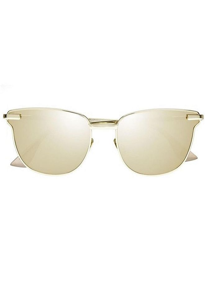 While you may already be familiar with Le Specs, the optic brand just debuted a new luxe line made with upgraded hardware at a higher price point. The first of the series, a gold pair of wayfarers has already gotten the seal of approval from Lady Gaga and Justin Bieber.
Le Specs Luxe sunglasses, $119, lespecs.com.
