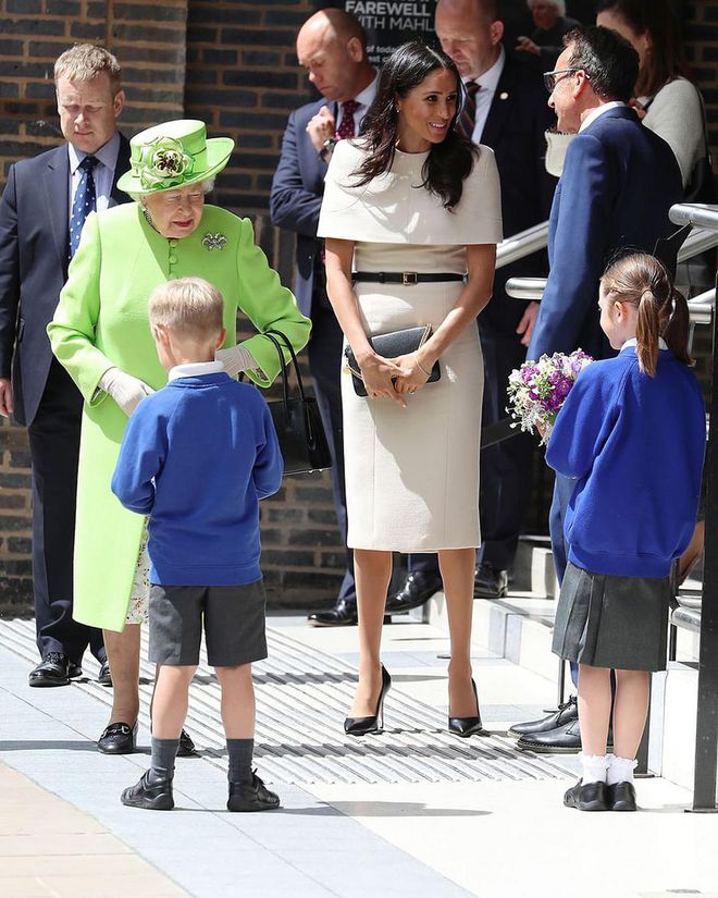 The Queen and the Duchess prepare to depart Storyhouse... Photo: Getty