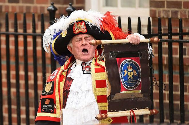 The current town crier is Tony Appleton and he has announced the births of both Prince George and Princess Charlotte. The position originated in medieval times since the majority of the townspeople in the country could not read or write.

Photo: Getty