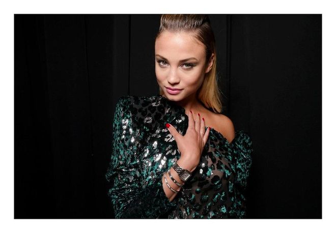 The Belgian model shows off her covetable wrist candy