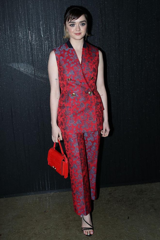 Maisie Williams wore a matching two-piece to the Givenchy show.

Photo: Bertrand Rindoff Petroff / Getty