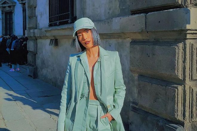 Taiwanese influencer Molly Chiang spotted outside Max Mara's show.