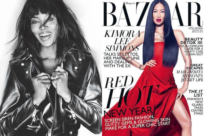 Cover personalities such as Kimora Lee Simmons  and Naomi Campbell (left) bring the thrill
to photo shoots.