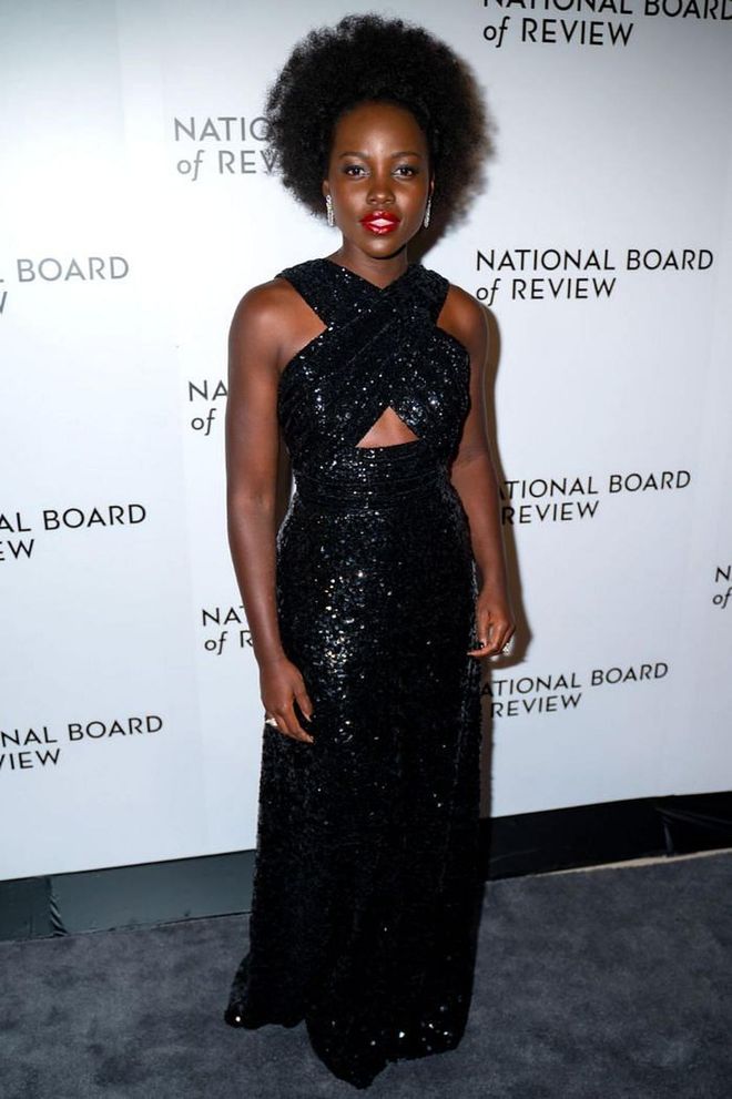 Lupita Nyong'o perfected evening glamour in a shimmering Celine gown at the National Board of Review Gala.

Photo: Getty