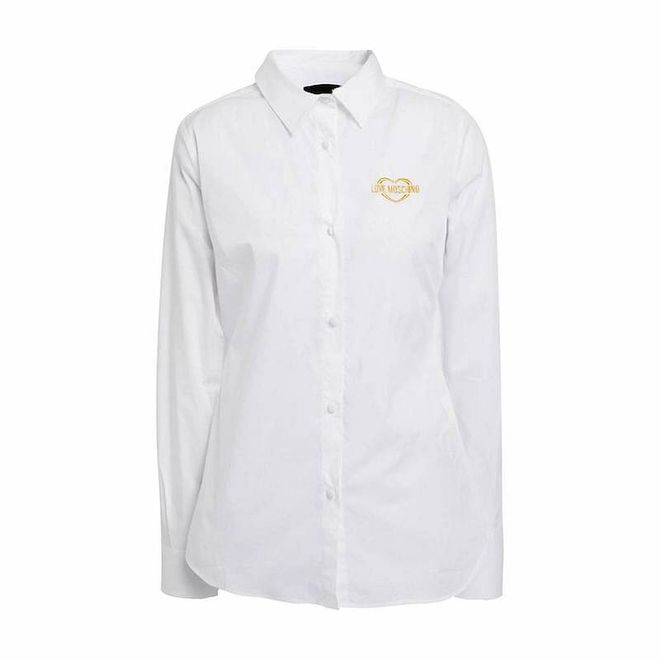 Embroidered Stretch-Cotton Poplin Shirt, $114, Love Moschino at The Outnet

