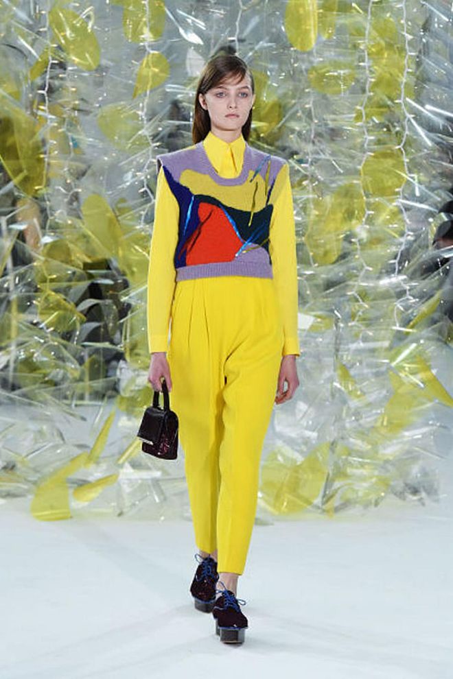 The Delpozo brand is known for designing clothing with an architectural flair, so its no surprise that it takes its fashion week sets very seriously. Neon seemed to be the theme for this New York Fashion Week show, with a set that proves "modern" doesn't have to mean "completely stark white." Take note.