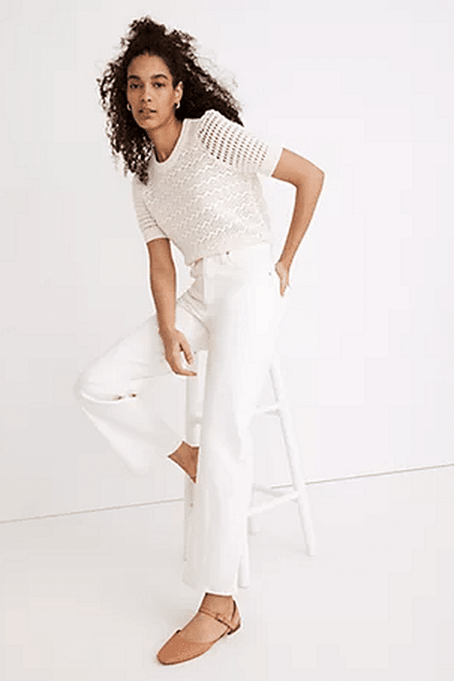 The Perfect Vintage Wide-Leg Crop Jean in Tile White, $211, Madewell