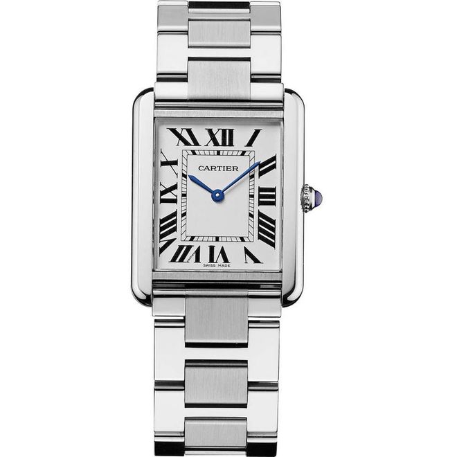 The Cartier Tank was first designed in 1919. As a slim men’s watch, it’s perfect for women with its lightness and modest, contemporary design.
Photo: Cartier