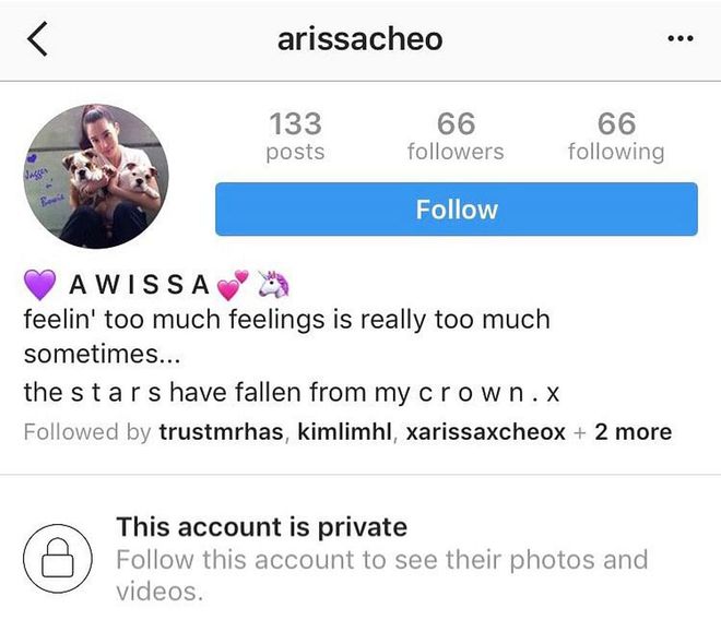 Is this Cheo's newest account? Photo: Instagram (@arissacheo)